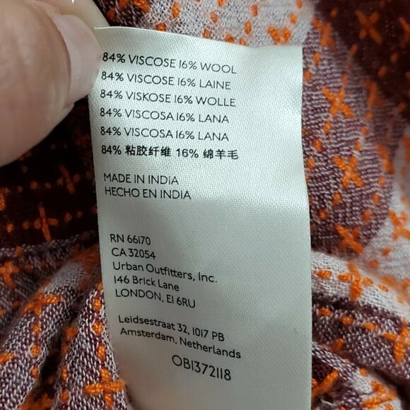 Anthropologie Pilcro Blouse Medium Plaid Deep V Red Motif Boho Smocked Tie Waist - Picture 8 of 11